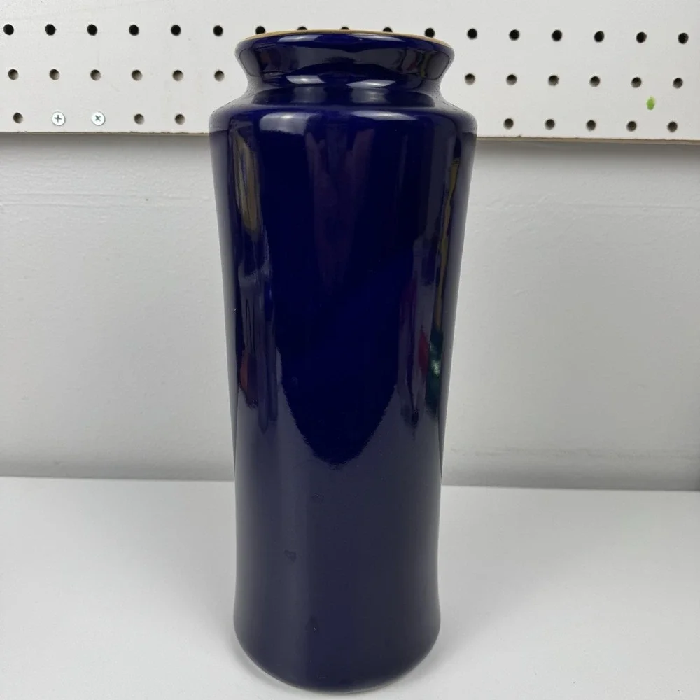 Vtg‎ 1960s Cobalt Blue Japanese Crane Vase Gold Trim Porcelain Japan 11
